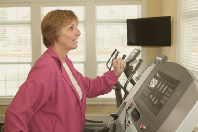 Prehabilitation Health Fitness Before Surgery Older Woman on treadmill