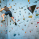 Woman on climbing wall